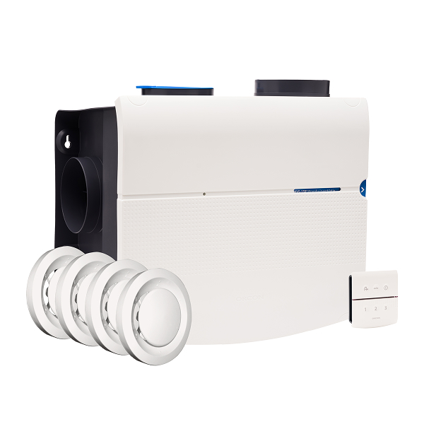 Orcon MVS-15RHB alles-in-1 ventilatiebox - Vochtsensor en RFT - 4 Ventielen - Eurostekker