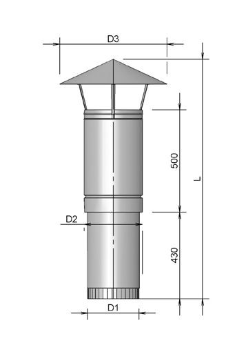 Burgerhout Ventilatie Dakdoorv + Kap 300 Zwart