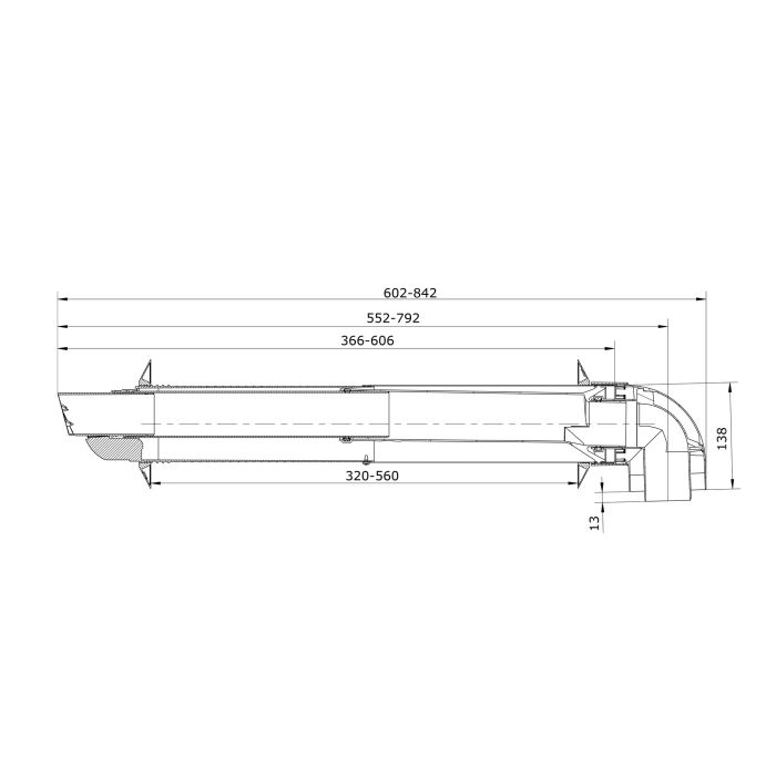 Ubbink Rolux 5H muurdoorvoer HR Ø60/100mm - met 87° bocht
