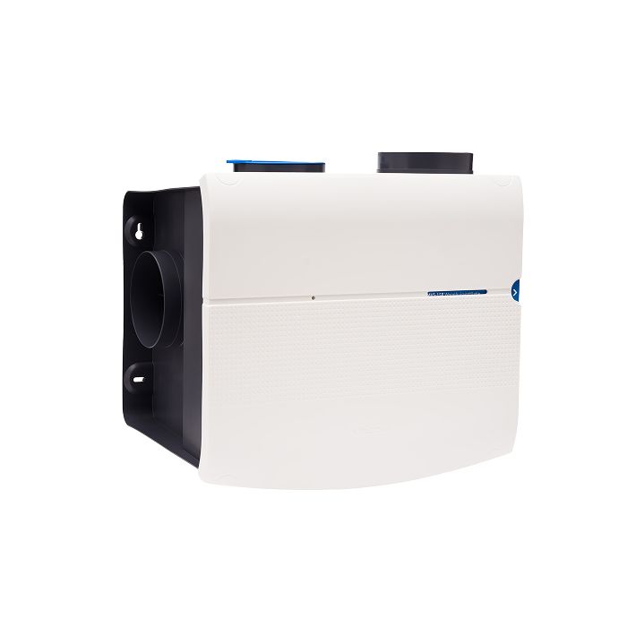 Voor/zijaanzicht van de Orcon ventilatiebox MVS-15R - Eurostekker