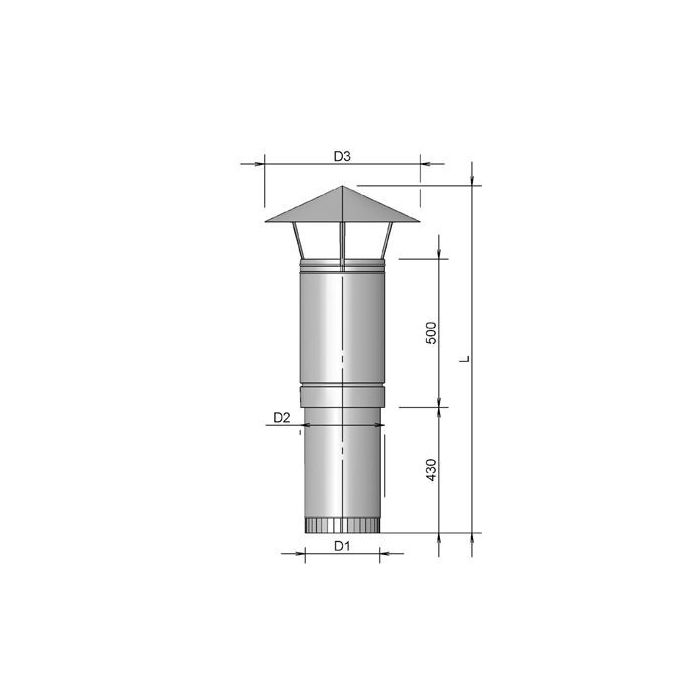 Burgerhout Ventilatie Dakdoorv + Kap 300 Zwart