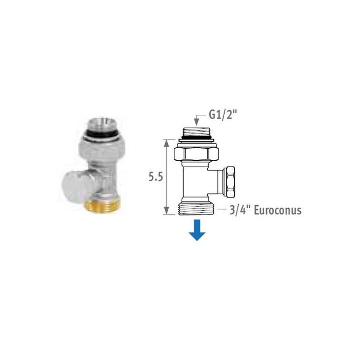 Jaga retourventiel recht 3/4" euroconus