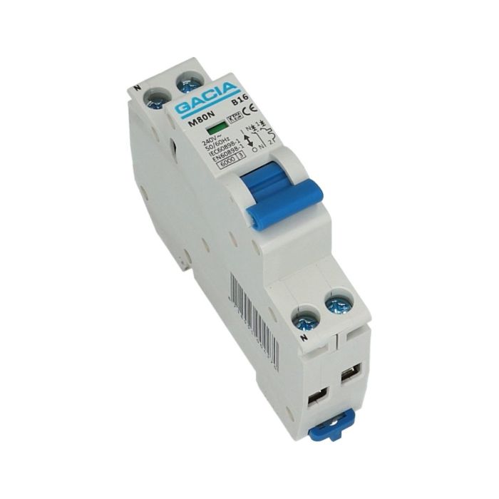 Gacia installatieautomaat 1 polig + nul 13A B 6kA