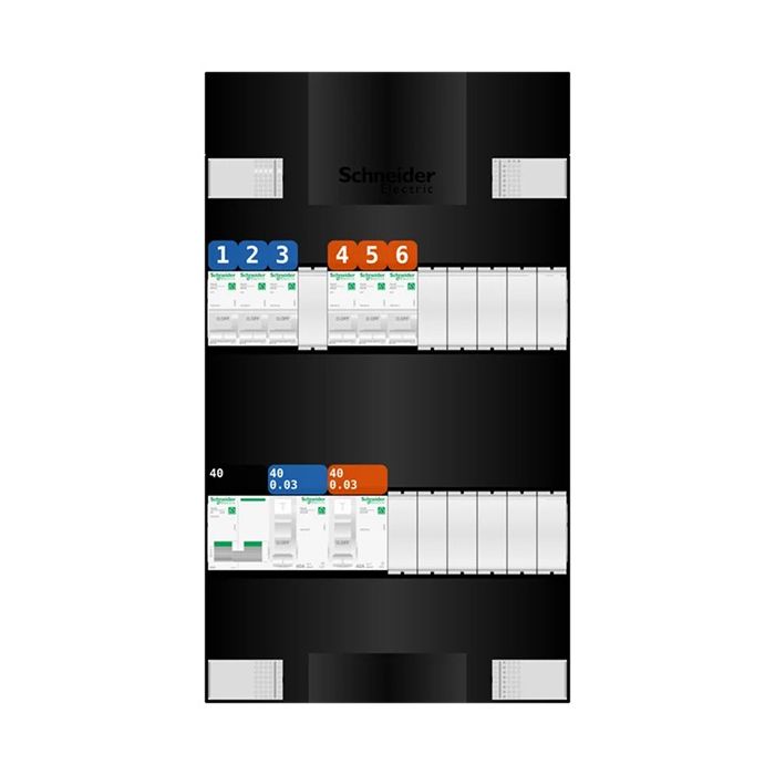 Schneider Electric groepenkast 1 fase - 6 groepen - Resi9