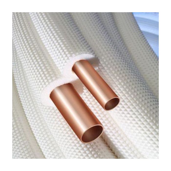Halcor geïsoleerde twintube koelleiding 1/4" x 5/8" - zonder flare - rol 25 meter