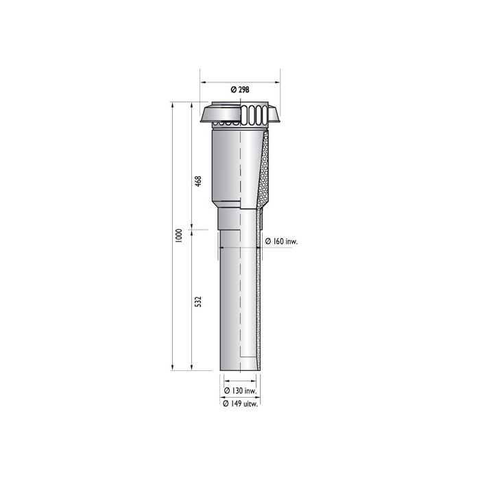 Burgerhout dakdoorvoer WTW 3000 150mm 130mm