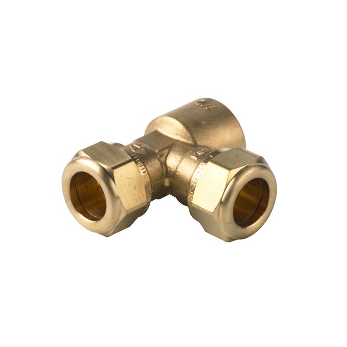 VSH t-stuk 15 x 15 x 1/2"mm knel x knel x binnendraad - messing