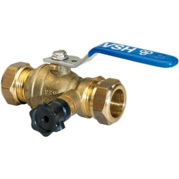 VSH kogelkraan 15mm met hendel en aftapper