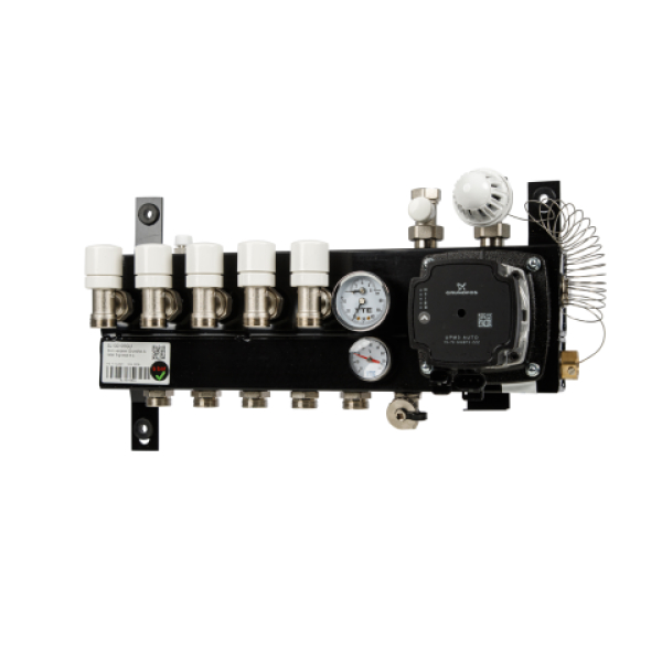 VTE SLIM verdeler vloerverwarming 5-groeps Grundfos pomp