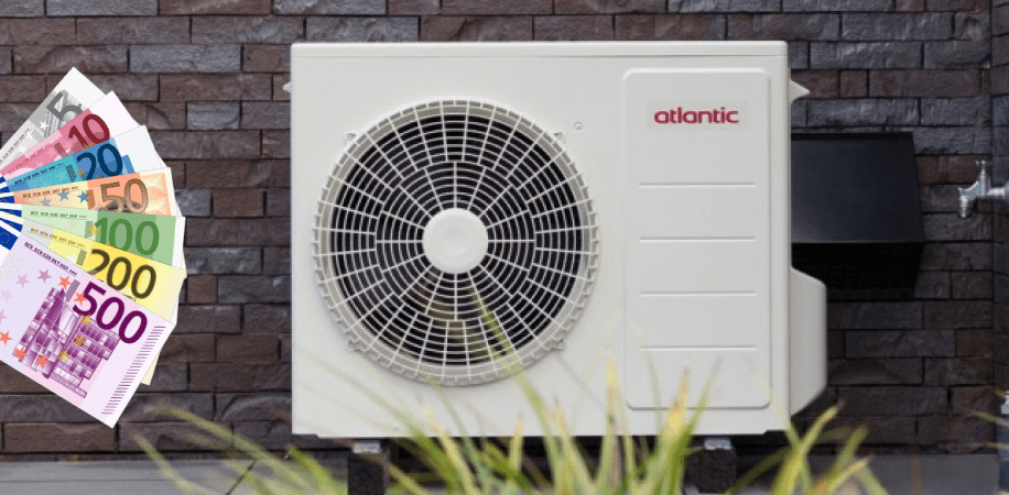 buitenunit warmtepomp met briefgeld